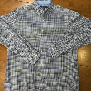 Ralph Lauren Button Down Shirt Men's Size Large 100% Cotton Stretch Long Sleeve